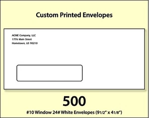 500 Custom Printed #10 Window Envelopes Full Color Digital Printing - Picture 1 of 1