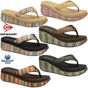 Ladies Memory Foam Wedge Heel Walking Fit Flip Flops Fitness Toning Sandals Shoe