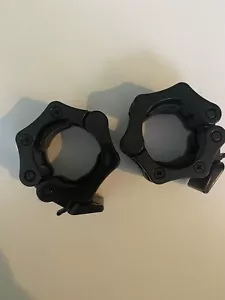 2-inch Olympic Barbell Clamps Lock Clip Quick Release Bar Weigh 1 Pair Black - Picture 1 of 2