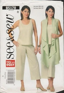 Butterick See & Sew 5170 Lagenlook Vest, Tank Top, Pants Pattern Sz 16-22 Uncut - Picture 1 of 4