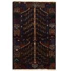 Handmade Afghan Traditional Geometric Living Room Wool Rug 4'5 x 2'7 ft -W12549