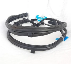 NWT STUBBEN Lot Of 2 Black Leather Raised Padded Flash Nosebands Horse Size - Picture 1 of 6