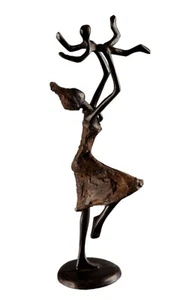 Mutterschaftsfigur Mutter Kind Bronze Burkina Faso 19,5 cm Afrikanische Kunst #673 - Bild 1 von 9