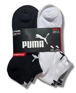 CALZINI PUMA UOMO - TAGLIO BASSO - TINTA UNITA 243 - NERO BIANCO - LARGE (10-13) CONFEZIONE 6 XX - Foto 1 di 2