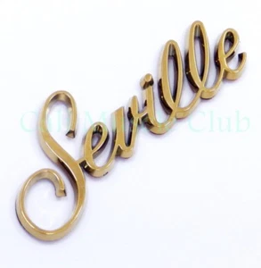 80-91 Seville Script Emblem Nameplate Badge Rear Trunk Door Fender Gold - Picture 1 of 2