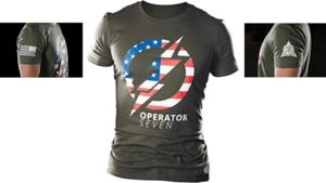 TOPS Knives Operator 7 American Flag OD Green Short Sleeve Medium T-Shirt TSOP7M - Picture 1 of 1
