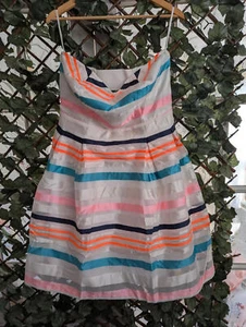 Vibrant Striped Summer Dress size uk 14 - Picture 1 of 10