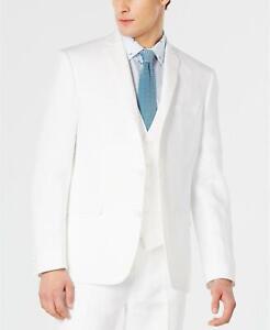 Bar III Men's Slim-Fit 100% Linen Suit Jacket Blazer Off White 42L NWT