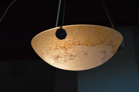 BEAUTIFUL FRENCH ART DECO 1930's Pate de Verre Glass Pendant LIGHT SCHNEIDER Cover