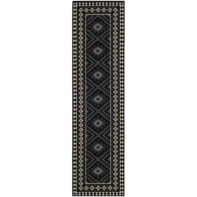 SAFAVIEH Outdoor VER099-0421 Veranda  Black / Creme Rug - Image 1 of 4