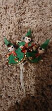 3 Christmas Pixie Gift Toppers Picks Pipe Cleaner Vintage 50s 60s Japan