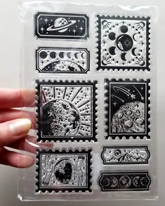 Clear Stamps MOON PLANETS Lunar Celestial Space Rubber Stamping Card Making - Picture 1 of 6