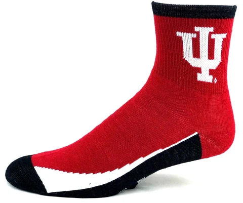 Indiana Hoosiers Red & Black Non-Skid Bottom Quarter Socks Cover