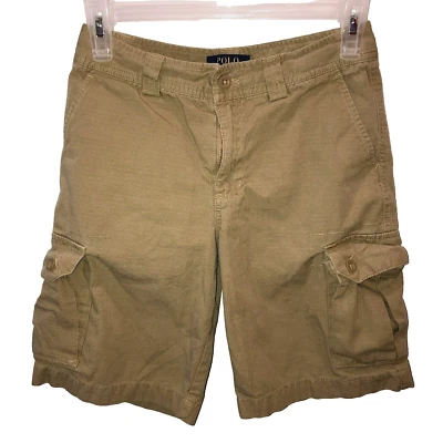 Polo Ralph Lauren Cargo Shorts Boys Size 12 Khaki Green Outdoor Ripstop Active - Image 1 of 4