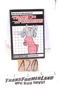 Transformers Hasbro G1 Broadside Instructions Triple Changers 1986 de colección - Imagen 1 de 1