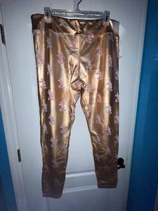 Nuevo con etiquetas Leggings elásticos de Mickey Mouse de cobre metálico y rosa de los parques Disney para mujer XL - Imagen 1 de 11