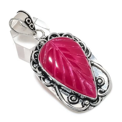 Kashmir Ruby(Simulated) Gemstone 925 Sterling Silver Jewelry Pendant 2.44 O184 - Image 1 of 3