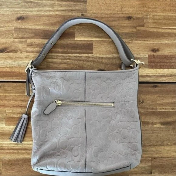 Bolso Monedero COACH Legacy Cuero Repujado Logo Clásico Neutro Preppy Foto 1 de 1