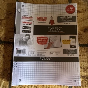 Schachtel mit 8 - Fünf Sterne 150 Blatt Grafik liniert verstärktes Füllpapier 8 1/2" x 11" - Bild 1 von 3