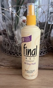 (1 Bottle) Final Net Hairspray Pump Extra Hold Unscented All Day Hold 12 Fl Oz - Picture 1 of 2