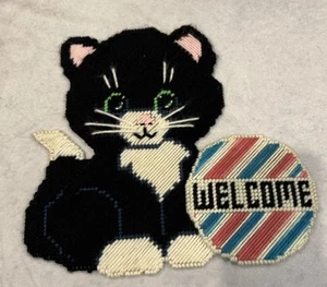 De Colección Hilado Lona Gatito Negro Plástico Colgante Puerta/Pared Letrero Decoración - Imagen 1 de 8
