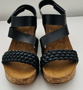 Blowfish Leelee B Black Dyecut Womens Wedge Sandals - Size UK 7 - Picture 1 of 2