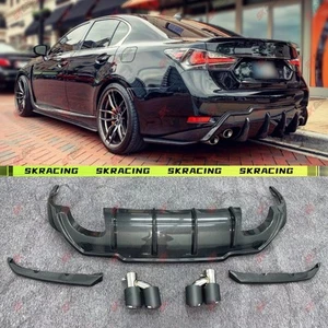 Glossy Black/Forged/Carbon Fiber Rear Bumper Diffuser Lip For Lexus GS F 16-20 - Picture 1 of 30