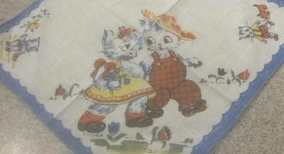 2 gatinhos, jardinagem? Lenço verde multi lenço vintage Copymark - Imagem 1 de 4