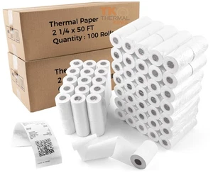  200 Rollen 2 1/4" x 50' Thermopapier Kassenbeleg Papier für Einzelhandel C... - Bild 1 von 8