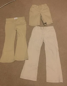 Mädchen khaki Schuluniform Kinder Platz 2 Hose Gr. 5 & 1 kurz 5T Reg #1421 - Bild 1 von 24