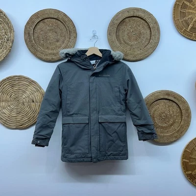 Columbia Gray Fleece Lined Hood Winter Coat Girls Small 8 Snow - Image 1 of 4