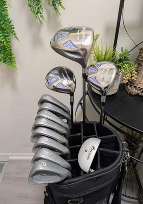 女士 12 俱乐部高尔夫球杆套装 ⛳ PowerBilt Woods 女士 Flex Tour Edition 铁杆 — 第 1/4 张图片