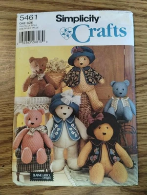 5461 Simplicity Sewing Pattern 18" and 22" Bears with Accessories, New - Image 1 of 4