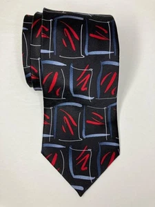 Jerry Garcia Silk Tie Lizard Board Collection 47 Black Red Blue Abstract Mens - Picture 1 of 5
