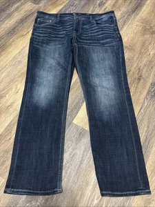 BKE Mens Tyler Bootcut Jeans 38x32 Whiskered Stretch Blue Denim GBP23347 - Picture 1 of 17