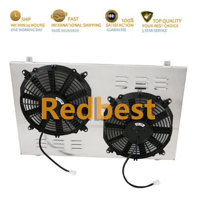 Aluminum Radiator SHROUD&2*FAN FOR 1975-1986 76 Chevrolet C10 C20 C30 I6 V8 #161 - Image 1 of 4