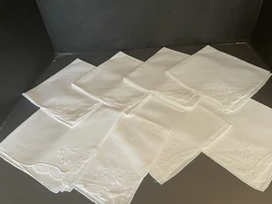 VTG DINNER NAPKINS LACE & EMBRODERIED SET (10) COTTON 15 x 15” - Picture 1 of 8