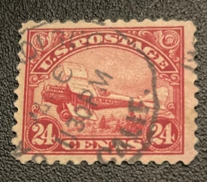 USA airmail stamp of biplane. SC # C6. Used. Year 1923. - Picture 1 of 2
