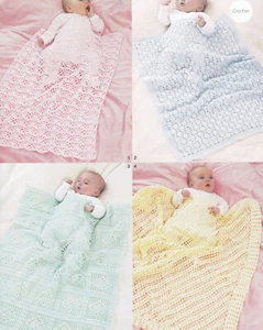 Crochet Pattern to Make 3 Babies Blankets & Shawl 4ply - Picture 1 of 2