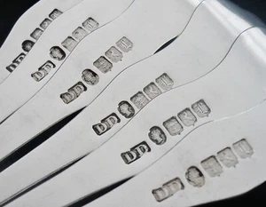 6 Unidentified Sterling Silver Teaspoons, Scottish Antique Glasgow 1856 Queen's - Bild 1 von 12