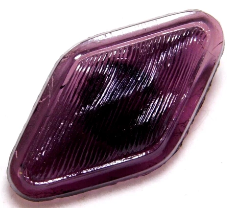 Antique Vtg PURPLE Leo POPPER Glass BUTTON Diamond Shape NICE Cover