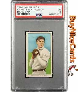 1909-11 T206 Christy Mathewson Polar Bear Dark Cap PSA 3 - Picture 1 of 4