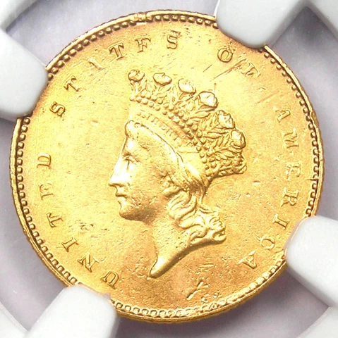 1856-S Indian Gold Dollar (G$1 Coin) - Certified NGC AU Detail - Rare "S" Mint! Cover