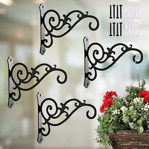 Metal Wall Hook Hanging Plant Bracket For Bird Feeders, Planters, Lanterns 4 Pc - Picture 1 of 6