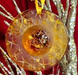 Lalique Crystal Ornament Noel 1995 Amber celestial  - Picture 1 of 4