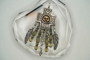 Colgante/broche vintage Roger Skeet navajo cruz cara flecha plata esterlina - Imagen 1 de 12