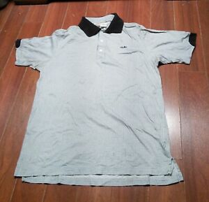 Vintage 80s 90s Men's Ellesse Polo Shirt Checkered Pattern White Short Sleeve M
