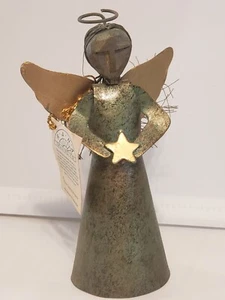 Verschiedene Metalle Engel Glocke Figur mit geschnitztem Holzkopf und Drahthaar RAR  - Bild 1 von 8