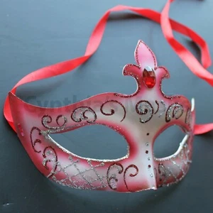 Red Venetian Masquerade Mask Party Prom Wedding Halloween Costume - Picture 1 of 1