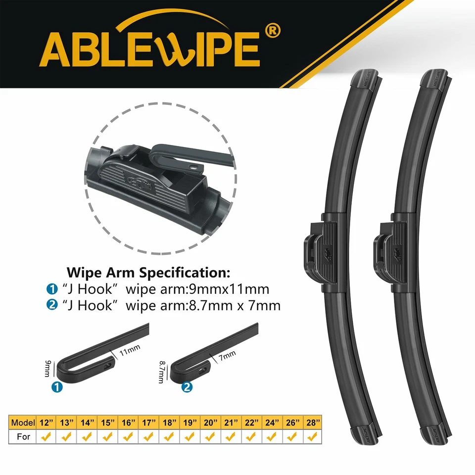 ABLEWIPE Fit For Ford Bronco 1996-1994 Windshield Beam Wiper Blades (Set of 2) Foto 1 de 4